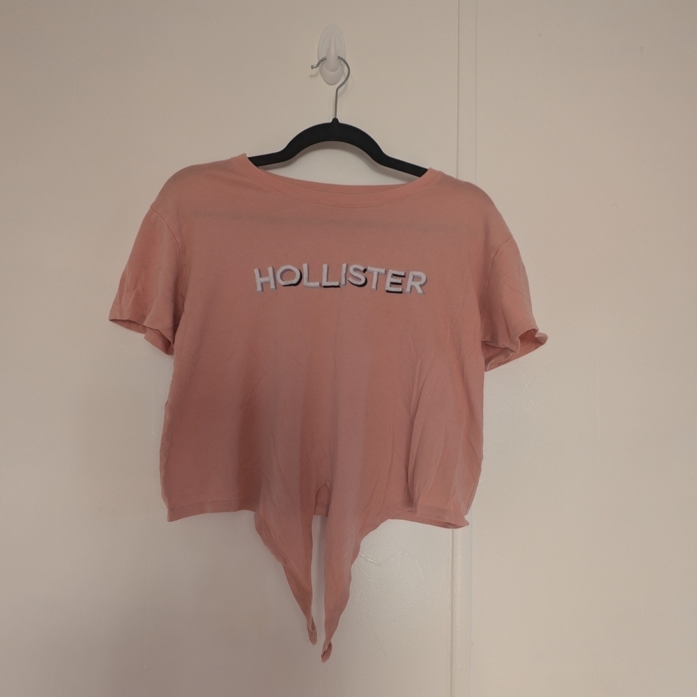 Hollister Women's Coral Tie-Front Tee